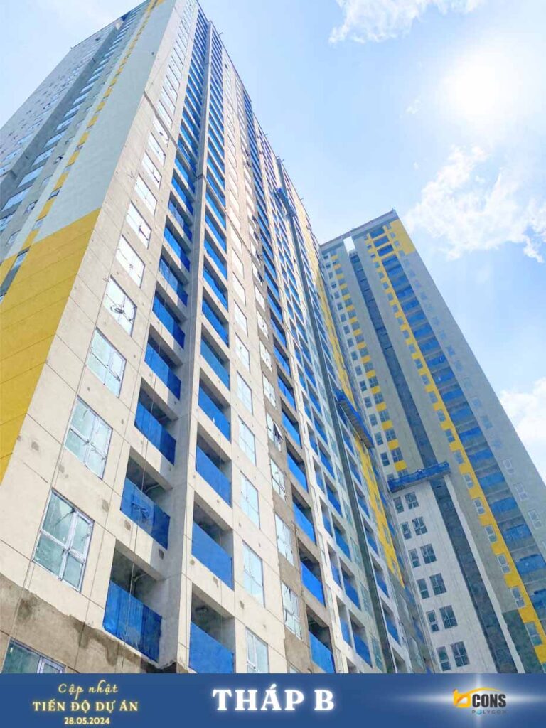 Thi công hoàn thiện mặt ngoài tháp B